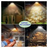 HULPPRE 3000lm Solar Shed Light,Daytime or Night,Classic Metal Solar Lights Indoor&Outdoor with E27 Bulb,Cool or Warm White,5 Modes Barn,Chicken Coop Light,Pendant Lamp for Patio,Garden,Yard,Gazebo