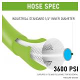 Hourleey Pressure Washer Hose 30 FT, 3600 PSI Flexible Kink Resistant Power Washer Hose Replacement, Pressure Hose Extension with 1/4" Quick Connect, Green
