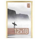 MCS Foundation 12x18 Poster Frame Traditional Brass, Vertical & Horizontal Wall Hanging Large Picture Frame for Photos, Posters & Art Prints (1-Pack)