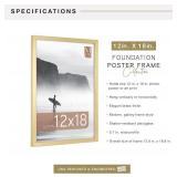 MCS Foundation 12x18 Poster Frame Traditional Brass, Vertical & Horizontal Wall Hanging Large Picture Frame for Photos, Posters & Art Prints (1-Pack)