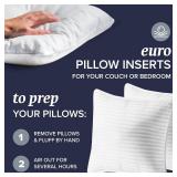 Beckham Hotel Collection Euro Size Throw Pillows (Set of 2), 26 x 26 Down Alternative Pillow Insert for Bed, Couch, and Sofa