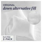 Beckham Hotel Collection Euro Size Throw Pillows (Set of 2), 26 x 26 Down Alternative Pillow Insert for Bed, Couch, and Sofa