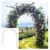 Queension Extra Large Garden Arch 7.2Ft Wide 9.2Ft High, Wedding Arch for Ceremony, Outdoor Garden Trellis for Climbing Plant, Metal Balloon Arches Backdrop Stand with Prongs Base, Gold