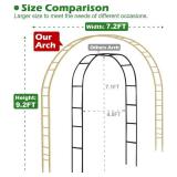 Queension Extra Large Garden Arch 7.2Ft Wide 9.2Ft High, Wedding Arch for Ceremony, Outdoor Garden Trellis for Climbing Plant, Metal Balloon Arches Backdrop Stand with Prongs Base, Gold