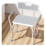 Shower Chair for Inside Shower Military Grade 500 lbs Heavy Duty Shower Seat with Arms and Back for Bathtub, FSA/HSA Eligible Height Adjustable Safety Bath Seat for Elderly and Disabled, Adults
