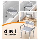 Shower Chair for Inside Shower Military Grade 500 lbs Heavy Duty Shower Seat with Arms and Back for Bathtub, FSA/HSA Eligible Height Adjustable Safety Bath Seat for Elderly and Disabled, Adults