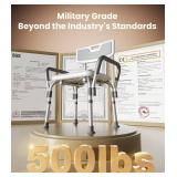 Shower Chair for Inside Shower Military Grade 500 lbs Heavy Duty Shower Seat with Arms and Back for Bathtub, FSA/HSA Eligible Height Adjustable Safety Bath Seat for Elderly and Disabled, Adults
