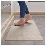 Kitchen Mats for Floor, Super Absorbent Kitchen Rugs Non Slip Washable, Soft Imitation Linen Braided Kitchen Runner Rug, Standing Mat Kitchens Sink Mat, Easy to Clean, Beige 17x30