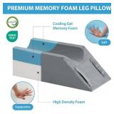 Leg Pillow Elevation Blood Circulation, Wedge Pillow for Legs Swelling, Knee Pillow Wedge Post Surgery, Leg Elevation Pillows for After Surgery, Memory Foam Foot Leg Elevating Pillow, Grey