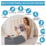 Leg Pillow Elevation Blood Circulation, Wedge Pillow for Legs Swelling, Knee Pillow Wedge Post Surgery, Leg Elevation Pillows for After Surgery, Memory Foam Foot Leg Elevating Pillow, Grey