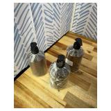 FINESSY Refillable Shampoo and Conditioner Dispenser Wall Bottles with Pump, Bathroom Body Wash Soap and Shampoo Dispenser for Shower Wall 3 Chamber No Drill, Shower Bottles Refillable with Labels