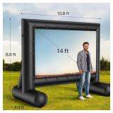 Amada 14 Feet Outdoor Inflatable Movie Screen, Projector Screen with Fast Low-Noise Air, Support Front Rear Projection for Backyard Movie Night, Home Theater, Theme Party, AMPJ04