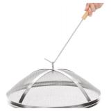 Fire Pit Spark Cover Compatible with Solo Stove Bonfire Size Fire Pit, Easy to Lift Stainless Steel Fire Pit Spark Screen Accessories (Stainless Steel Spark Screen)