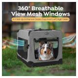 Veehoo 30 inch Folding Soft Dog Crate, 4-Door Portable Collapsible Pet Kennel Travel Dog Crate for Medium Dogs, 5 x Durable Mesh Screen, 600D Oxford Fabric, Indoor & Outdoor Use, Grey, CWB2428CP