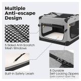 Veehoo 30 inch Folding Soft Dog Crate, 4-Door Portable Collapsible Pet Kennel Travel Dog Crate for Medium Dogs, 5 x Durable Mesh Screen, 600D Oxford Fabric, Indoor & Outdoor Use, Grey, CWB2428CP