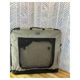 Veehoo 30 inch Folding Soft Dog Crate, 4-Door Portable Collapsible Pet Kennel Travel Dog Crate for Medium Dogs, 5 x Durable Mesh Screen, 600D Oxford Fabric, Indoor & Outdoor Use, Grey, CWB2428CP