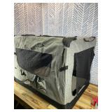 Veehoo 30 inch Folding Soft Dog Crate, 4-Door Portable Collapsible Pet Kennel Travel Dog Crate for Medium Dogs, 5 x Durable Mesh Screen, 600D Oxford Fabric, Indoor & Outdoor Use, Grey, CWB2428CP