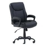 Basics Classic Puresoft PU-Padded Mid-Back Office Computer Desk Chair with Armrest - Black