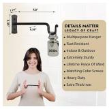 RTZEN Plant Hangers Outdoor or Indoor - Wrought Iron Metal Hanger Indoor Hook - Heavy Duty Wall Bracket Hooks for Hanging Plants Baskets Lanterns Wind Chimes - 2 Pack (Black Shepherds Hooks)