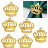 Lelehome Set of 6 Gold Tiara Crown Napkin Rings Rhinestone Wedding Bridal Shower Birthday Party Anniversary Dinner Table Settings Classic Home Decoration