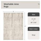 Retails for $110! Valenrug Washable Rug - Stain Resistant Area Rugs for Living Room, Non Slip Backing Printed Rugs for Bedroom, Folable Machine Washable Area Rug(Beige,8