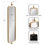 Kate and Laurel Kasota Slim Panel Wall Mirror, 9 x 36, Antique Gold, Glam Tall Wall Decor for Skinny Entryway or Decorative Bedroom