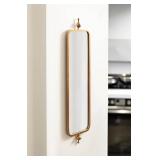 Kate and Laurel Kasota Slim Panel Wall Mirror, 9 x 36, Antique Gold, Glam Tall Wall Decor for Skinny Entryway or Decorative Bedroom