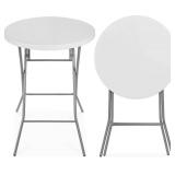 Best Choice Products 32in Bar Height Folding Table, Round Indoor Outdoor Accessory for Patio, Backyard, Dining Room, Events w/Thick Table Top, Metal Frame, Locking Legs, 330lb Weight Capacity - White