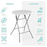 Best Choice Products 32in Bar Height Folding Table, Round Indoor Outdoor Accessory for Patio, Backyard, Dining Room, Events w/Thick Table Top, Metal Frame, Locking Legs, 330lb Weight Capacity - White