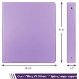 COMIX Standard 3 Ring Binder 1 inch with Clear View Cover, 1" Round Ring View Binder Holds 200 Sheets of US Letter Size Paper for School Office Supplies, 6 Pack (Pale Purple)