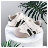 Newbron Baby Boys Girls Retro Sneakers Pu Leather Rubber Sole Walking Shoes Toddler Non-Slip First Walkers Infant Slippers Crib Shoes