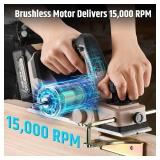 Cordless Electric Hand Planer for Makita (Bare Tool), Brushless Motor, 15000RPM Power Wood Planer with Edge Guide and Dust Bag, 3-1/4 Inch Planing Width, Ideal for Wood Chamfer