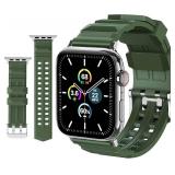 Kethink Sport Band for Apple Watch 44mm 42mm, Man Breathable Strap Soft Silicone Band Replacement for iWatch Series SE/6 5/4/3/2/1 (BLACK, 42/44 mm)