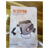 SUNPOW Retractable Garden Hose Reel - 1/2 inch x 50ft Wall Mounted Hose Reel with 3/4 inch Brass Fitting & 10 Function Sprayer Nozzle - Any Length Lock, Auto Rewind System, 180 Swivel Bracket - Grey