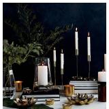 Pomp Glow 10" Inch Taper Candles (12 Pack) | White Unscented Decorative Taper Candles That Will Light Up Your Home, Wedding, Dinner & Any Special Occasion | Long Lasting, Smokeless, Drip Free Candles