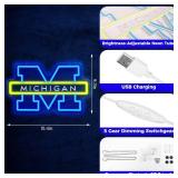 University Basketball Team Neon Sign, Light Up Dimmable College Michigan Basketball Team Logo Led Neon Sign Light Hanging for Wall Decor, Bedroom, Dormitory, Man Cave, Birthday Christmas Gift (Univers