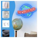 THE WORLD IS YOURS Neon Sign for Wall Decor, Dimmable Planet Design Neon Lights for Bedroom, Game Room, Girls Room, Art LED Word Lights for Party, Birthday Gifts for Friend