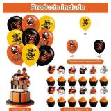 Oriles Baseball Birthday Party Decorations with Happy Birthday Banner, Cake Topper, Balloons in Red, White, Blue for Fans