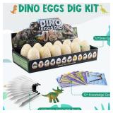 Dinosaur Eggs Excavation Kit - 12 Unique Eggs Dinosaur Toy, Science STEM Gifts for Boys Girls Age 6-12