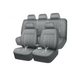 CAR PASS Neoprene Waterproof Seat Covers Full Sets, Wetsuit Car Seat Covers 5 Seats Universal Fit for Vans, Truck, SUV, 3D Tyre Embossed Seat Covers Anti Slip with Armrests, Aibag Compatible(All Gray)