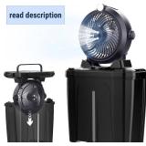 Portable Misting Fan with 11L Large Bucket for Outdoor Patios, 20000mAh Battery Operated Camping Fan with Hanging & Lighting, 3 Speed & 3 Spray Outlets, Rechargeable Fans for Fishing Garden