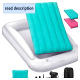 Inflatable Toddler Travel Bed, Portable Toddler Bed | Kids Air Mattress with Sides | Reversible 2 Colors Kids Blow Up Mattress -Mint Green & Pink