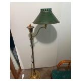 stand alone brass lamp with decorative metal shade
