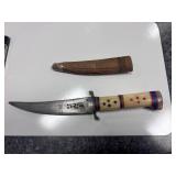 Decorated Bone Handle Fixed Blade Knife with Sheath - Retail: $85