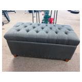 Tufted Gray Storage Ottoman with Brass Studs with storage  - Retail: $129