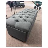 Tufted Gray Storage Ottoman with Brass Studs with storage  - Retail: $129