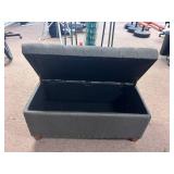 Tufted Gray Storage Ottoman with Brass Studs with storage  - Retail: $129