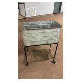 Galvanized Metal Wash Tub with Rolling Stand - Retail: $45