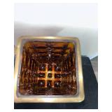 Mid-Century Brass and Amber Glass Tower Lantern