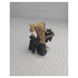 Rustic Birdhouse with Black Bear Figurine Set